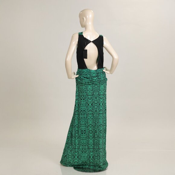Vix Paula Hermanny SPHINX Green Snakeskin Neck Maxi Dress Size LARGE - Picture 2 of 7